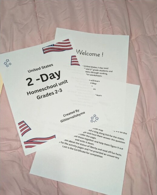 United States 2-Day Homeschool Unit for grades 2–3